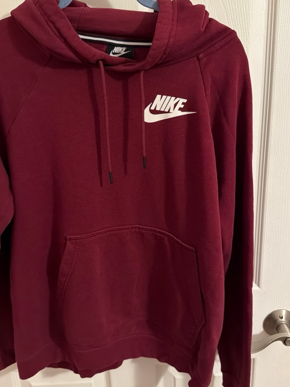 Nike Maroon Crewneck Hoodie with White Logo